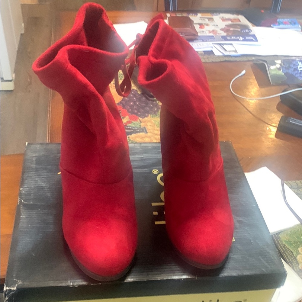 Diba Red Heeled Boots with Sleek Design